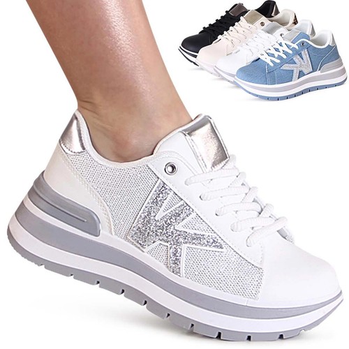Plateau sneaker glitzer - plateau,